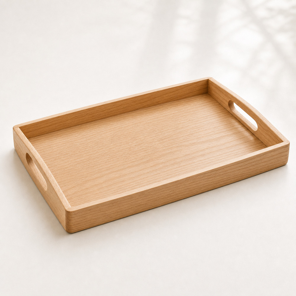 우드 핸들 서빙 트레이 식탁 거실 겸용 사각 트레이